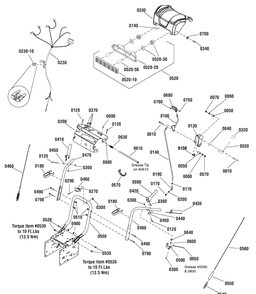 Handles And Controls Group Diagram and Parts List for 1696082 2011 Briggs and Stratton Snow Blower